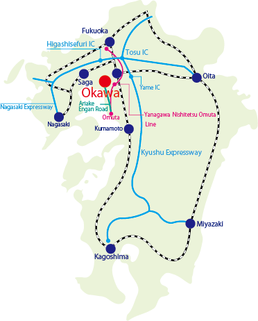 大川市へのアクセスマップ